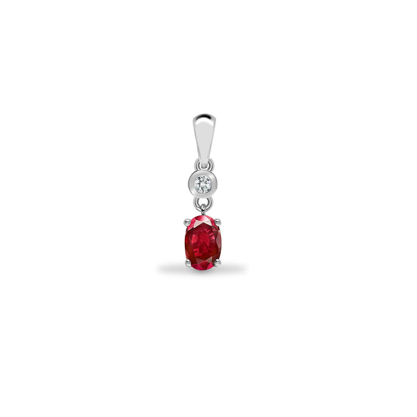 Diamond Ring - 9ct White Dia-4pts Saph-65pts Drop Pendant - by Hearts Forever Jewellers
