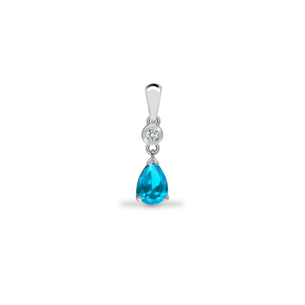 Diamond Ring - 9ct White Dia-4pts Ruby-66pts Drop Pendant - by Hearts Forever Jewellers