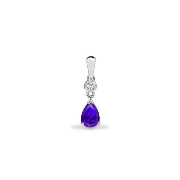 Diamond Ring - 9ct White Dia-4pts Ruby-66pts Drop Pendant - by Hearts Forever Jewellers