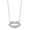 Diamond Necklace - 9ct White 15pts Natural Diamond Lips Pendant with 17" Chain - by Hearts Forever Jewellers