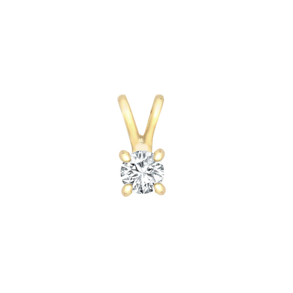 Diamond Necklace - 9ct Yellow 0.10ct 4 Claw Natural Diamond Solitaire Pendant - by Hearts Forever Jewellers