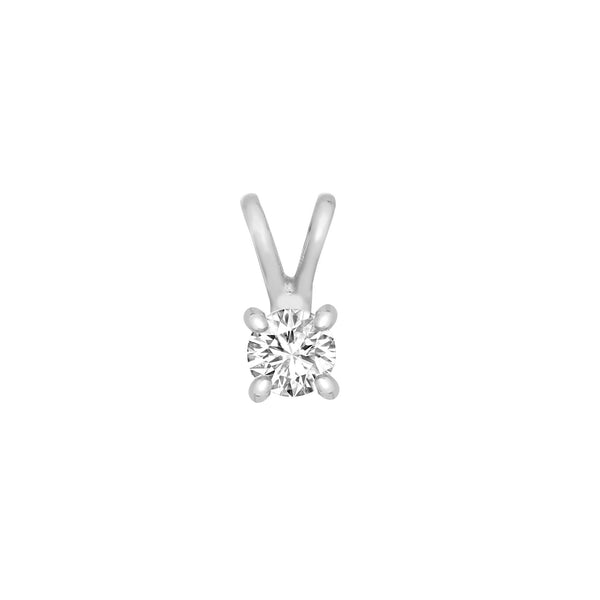 Diamond Necklace - 9ct White 0.10ct 4 Claw Natural Diamond Solitaire Pendant - by Hearts Forever Jewellers