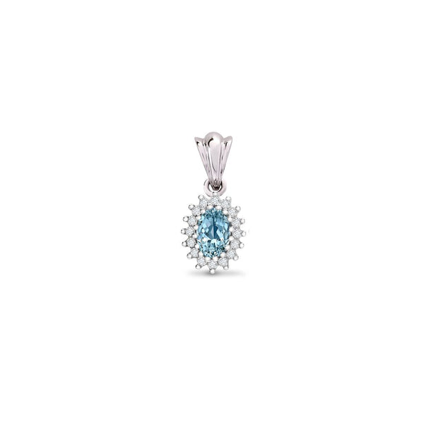 0.12ct Necklace - 9ct White Gold Natural Diamond And Blue Topaz Pendant - by Hearts Forever Jewellers