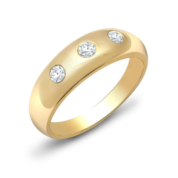 9k Rose Gold Round Ring - 9ct Yellow Gold Natural Diamond 3 Stone Trilogy Ring - by Hearts Forever Jewellers