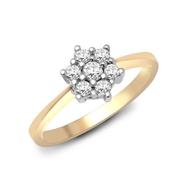 9k Rose Gold 0.33ct Ring - 9ct Yellow Gold Natural Diamond Cluster Ring - by Hearts Forever Jewellers