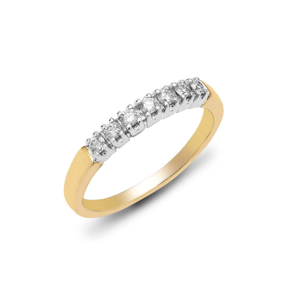 9k Rose Gold 0.25ct Ring - 9ct Yellow Gold Natural Diamond 7 Stone Half Eternity Ring - by Hearts Forever Jewellers