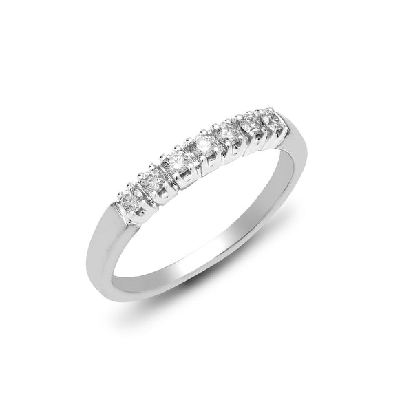 9k Rose Gold Round Ring - 9ct White Gold Natural Diamond 7 Stone Half Eternity Ring - by Hearts Forever Jewellers