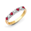9k Rose Gold 0.15ct Ring - 9ct Yellow Gold Natural Diamond 15pts & Ruby 20pts Half Eternity Ring - by Hearts Forever Jewellers