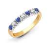 9k Rose Gold 0.15ct Ring - 9ct Yellow Gold Natural Diamond 15pts & Sapphire 20pts Half Eternity Ring - by Hearts Forever Jewellers