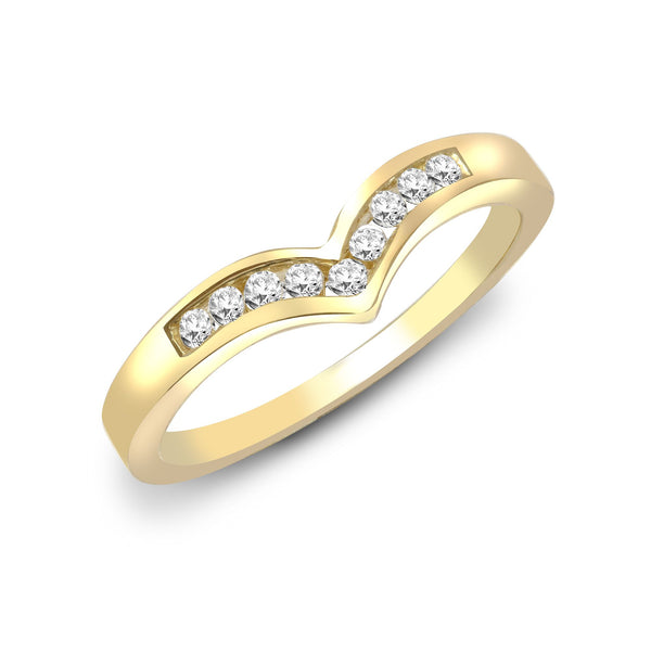 9k Rose Gold 0.15ct Ring - 9ct Yellow Gold Natural Diamond Wishbone Ring - by Hearts Forever Jewellers