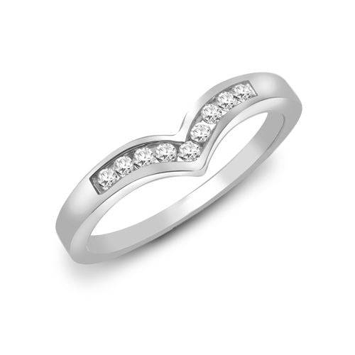 9k Rose Gold 0.15ct Ring - 9ct White Gold Natural Diamond Wishbone Ring - by Hearts Forever Jewellers