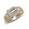 9k Rose Gold 0.15ct Ring - 9ct Yellow Gold Natural Diamond Buckle Ring - by Hearts Forever Jewellers