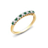 9k Rose Gold Round Ring - 9ct Yellow Gold Natural Diamond 10pts & Emerald 15pts Half Eternity Ring - by Hearts Forever Jewellers