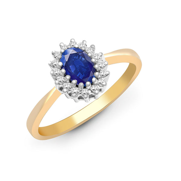 9k Rose Gold 0.12ct Ring - 9ct Yellow Gold Natural Diamond 12pts & Sapphire 56pts Ring - by Hearts Forever Jewellers