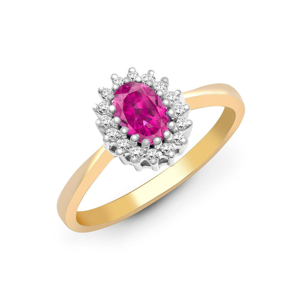 9k Rose Gold 0.12ct Ring - 9ct Yellow Gold Natural Diamond 12pts & Pink Sapphire 68pts Ring - by Hearts Forever Jewellers