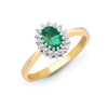 9k Rose Gold 0.12ct Ring - 9ct Yellow Gold Natural Diamond 12pts & Emerald 52pts Ring - by Hearts Forever Jewellers
