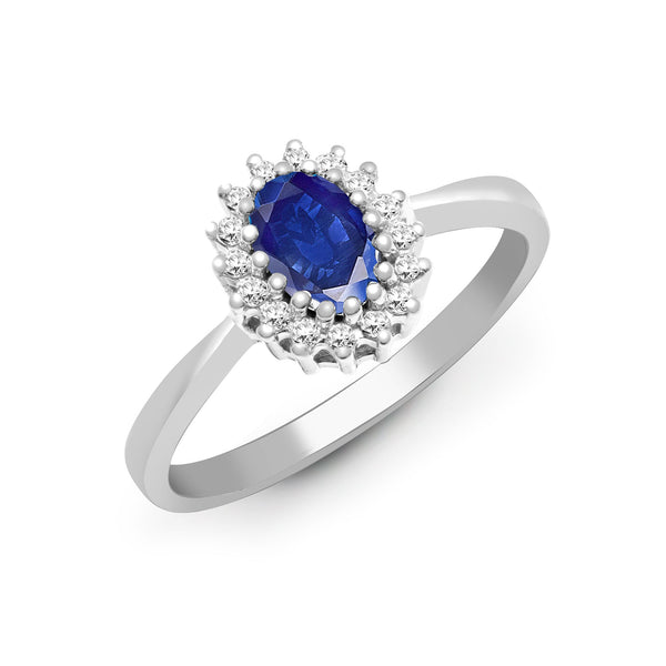 9k Rose Gold 0.12ct Ring - 9ct White Gold Natural Diamond 12pts & Sapphire 56pts Ring - by Hearts Forever Jewellers