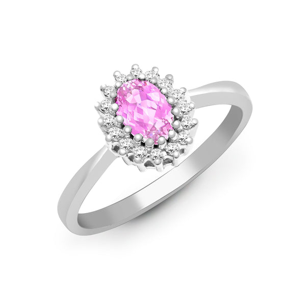 9k Rose Gold 0.12ct Ring - 9ct White Gold Natural Diamond 12pts & Pink Sapphire 68pts Ring - by Hearts Forever Jewellers
