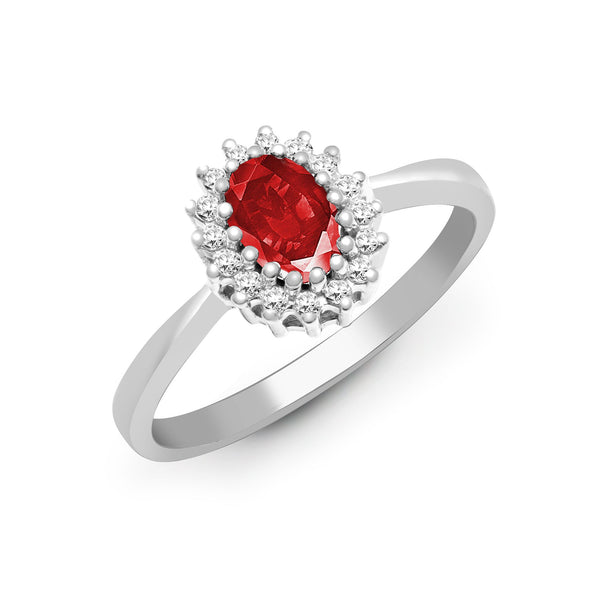 9k Rose Gold 0.12ct Ring - 9ct White Gold Natural Diamond 12pts & Ruby 60pts Ring - by Hearts Forever Jewellers