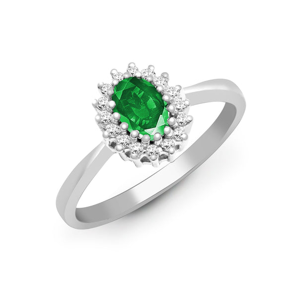 9k Rose Gold 0.12ct Ring - 9ct White Gold Natural Diamond 12pts & Emerald 52pts Ring - by Hearts Forever Jewellers