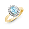 9k Rose Gold 0.23ct Ring - 9ct Yellow Gold Natural Diamond 23pts & Blue Topaz 90pts Ring - by Hearts Forever Jewellers