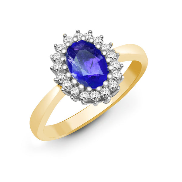 9k Rose Gold 0.23ct Ring - 9ct Yellow Gold Natural Diamond 23pts & Tanzanite 73pts Ring - by Hearts Forever Jewellers