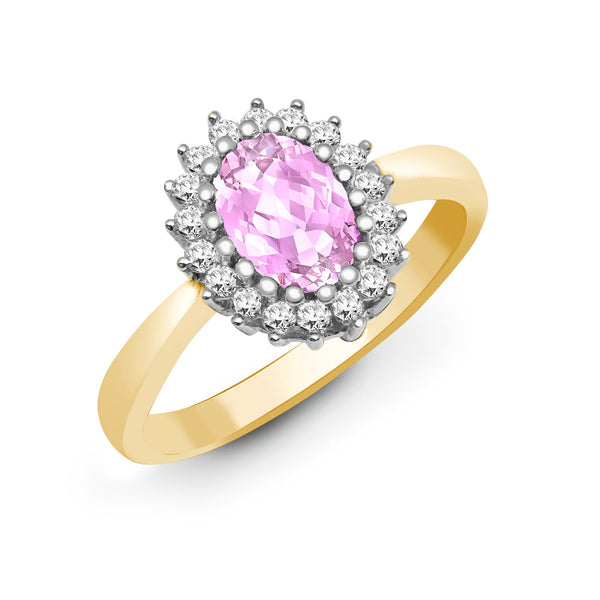 9k Rose Gold 0.23ct Ring - 9ct Yellow Gold Natural Diamond 23pts & Pink Sapphire 1.06ct Ring - by Hearts Forever Jewellers