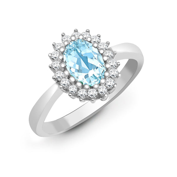 9k Rose Gold 0.23ct Ring - 9ct White Gold Natural Diamond 23pts & Blue Topaz 90pts Ring - by Hearts Forever Jewellers