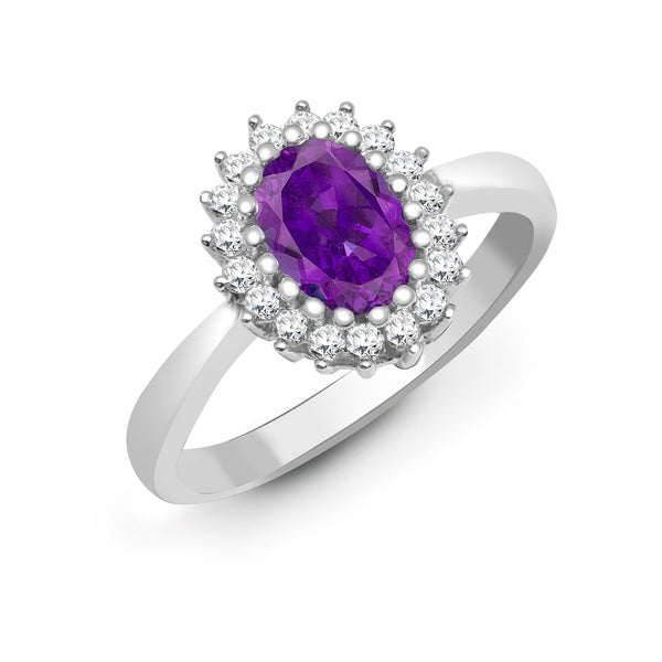 9k Rose Gold 0.23ct Ring - 9ct White Gold Natural Diamond 23pts & Amethyst 70pts Ring - by Hearts Forever Jewellers