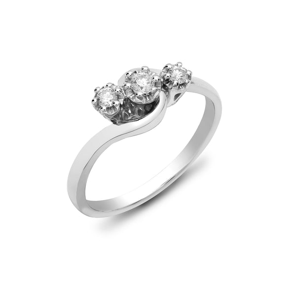 9k Rose Gold 0.25ct Ring - 9ct White Gold Trilogy Natural Diamond Ring - by Hearts Forever Jewellers
