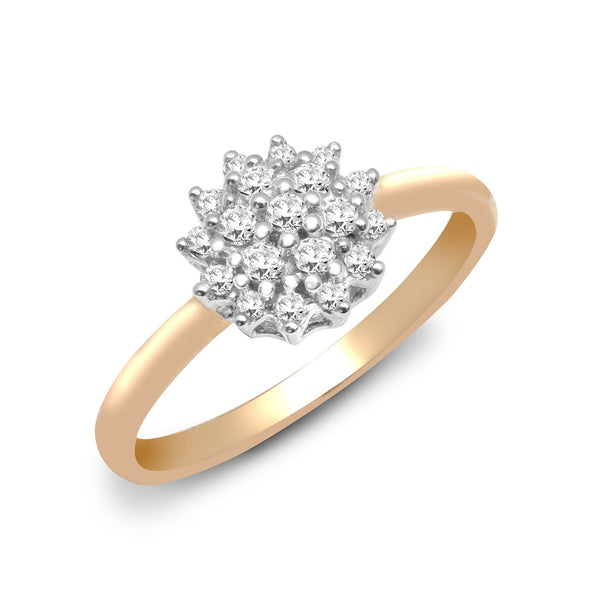 9k Rose Gold 0.27ct Ring - 9ct Yellow Gold Natural Diamond Cluster Ring - by Hearts Forever Jewellers