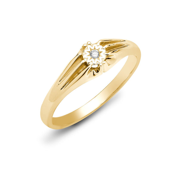 9k Rose Gold Round Ring - 9ct Yellow Gold Gents Natural Diamond Ring - by Hearts Forever Jewellers