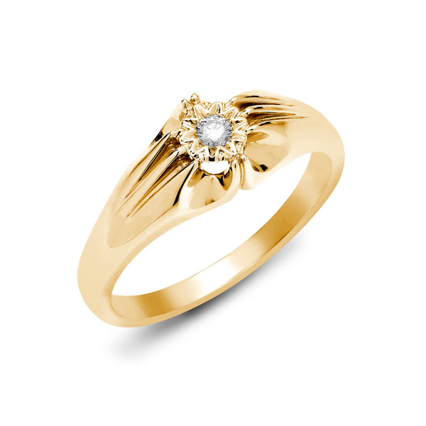 9k Rose Gold Round Ring - 9ct Yellow Gold Gents Natural Diamond Ring - by Hearts Forever Jewellers