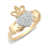 9k Rose Gold 0.10ct Ring - 9ct Yellow Gold Natural Diamond Claddagh Ring - by Hearts Forever Jewellers