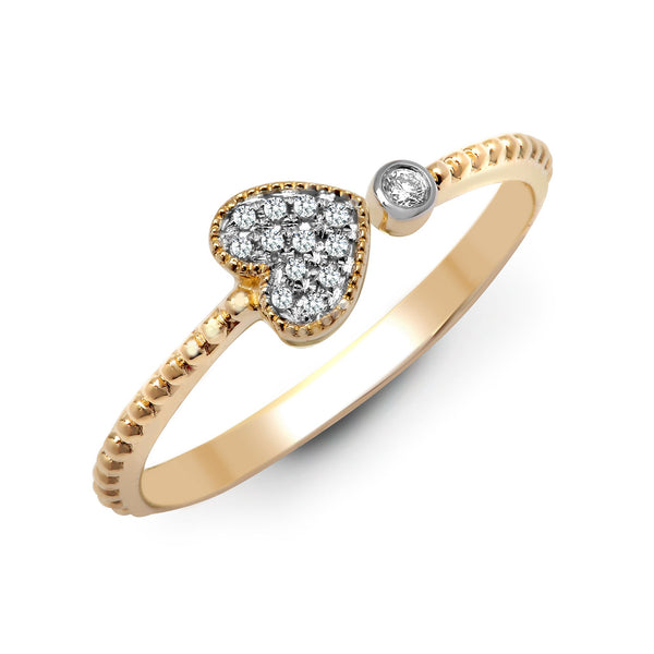 9k Rose Gold Diamond Ring - 9ct Yellow 7pts Natural Diamond Heart Ring - by Hearts Forever Jewellers