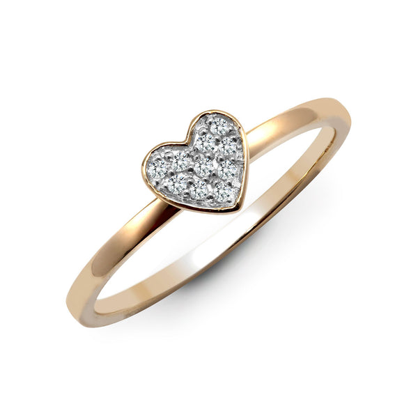 9k Rose Gold Diamond Ring - 9ct Yellow 7pts Natural Diamond Heart Ring - by Hearts Forever Jewellers