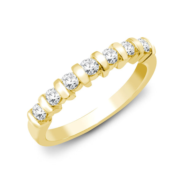 9k Rose Gold Ring - 9ct Yellow 40pts Bar Set Ring - by Hearts Forever Jewellers