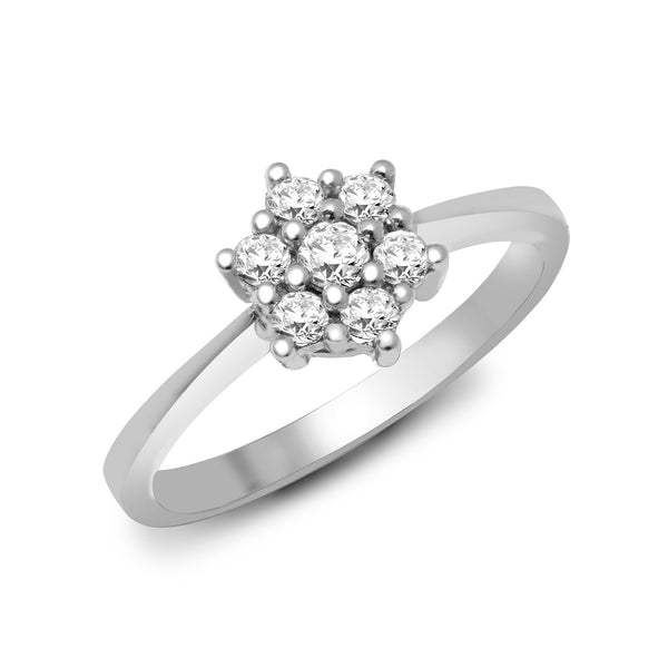 9k Rose Gold Ring - 9ct White 33pts 6 x 1 Cluster Ring - by Hearts Forever Jewellers