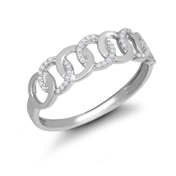 9k Rose Gold 0.06ct Ring - 9ct White Gold 0.06cts Natural Diamond Interlinked Circle Ring - by Hearts Forever Jewellers