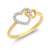 9k Rose Gold 0.05ct Ring - 9ct Yellow Gold 0.05cts Natural Diamond Double Heart Ring - by Hearts Forever Jewellers
