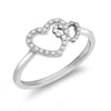 9k Rose Gold 0.05ct Ring - 9ct White Gold 0.05cts Natural Diamond Double Heart Ring - by Hearts Forever Jewellers