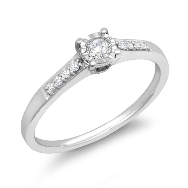 9k Rose Gold 0.15ct Ring - 9ct White Gold 0.15cts Natural Diamond Illsion-set Ring - by Hearts Forever Jewellers