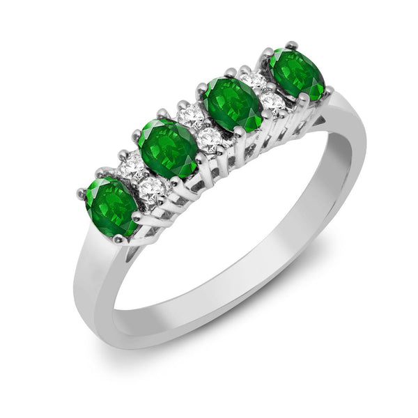 9k Rose Gold 0.12ct Ring - 9ct Yellow Gold Natural Diamond 12pts & Emerald 80pts Ring - by Hearts Forever Jewellers