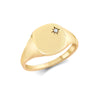 9k Rose Gold 0.03ct Ring - 9ct Yellow Gold 0.03cts Diamonds Star-set Cushion Signet Ring - by Hearts Forever Jewellers