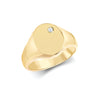 9k Rose Gold 0.06ct Ring - 9ct Yellow Gold 0.06cts Diamonds Flush-set Oval Signet Ring - by Hearts Forever Jewellers