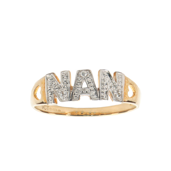 9k Rose Gold 0.02ct Ring - 9ct Yellow Gold 0.02ct Natural Diamond NAN Ring - by Hearts Forever Jewellers