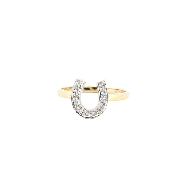 9k Rose Gold 0.04ct Ring - 9ct Yellow 0.04ct Natural Diamond Horseshoe Ring - by Hearts Forever Jewellers