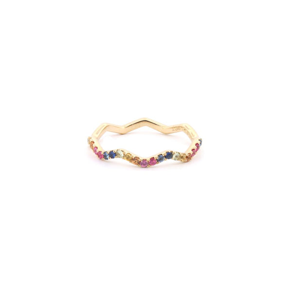 9k Rose Gold 0.27ct Ring - 9ct Yellow 0.27ct Rainbow Saph Zigzag ET Ring - by Hearts Forever Jewellers