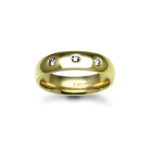 9k White Gold Diamond Ring - 9ct Gold Yellow Natural Diamond Rubover set Wedding Ring - by Hearts Forever Jewellers