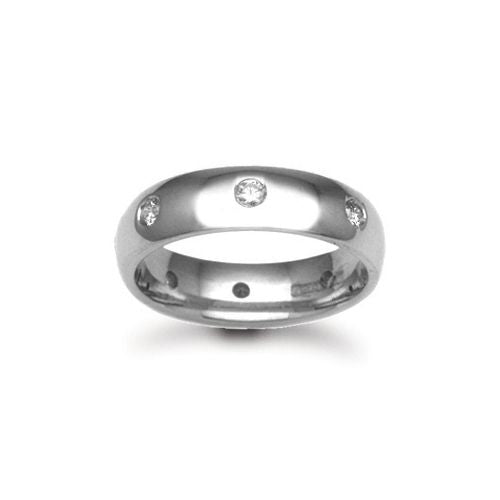 9k White Gold Diamond Ring - 9ct Gold White Natural Diamond Rubover set Wedding Ring - by Hearts Forever Jewellers